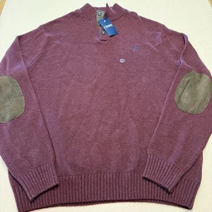 Chaps NWT Men’s XXL Twist Mockneck Sweater New!! Elbow Patches - Picture 1 of 17