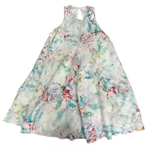 Carol Hannah Original Watercolor Flowy Linen Dress size L Art to Wear Monet - Picture 1 of 13