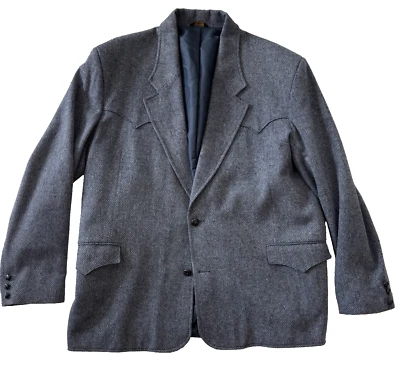 vintage mens blue Pioneer Wear tweed western blazer jacket sport coat usa 48 L - Image 1 of 4