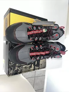 Oliver Boots Steel Toe Leather & Mesh Men's Mid Industrial Hiker, Black Grey Red - Picture 1 of 8