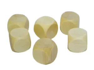 10x Wooden Plain Dice Dices Cube Cubes Blank Plain Unpainted Wood Six Sided 40mm - Picture 1 of 4