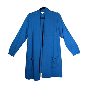 J Jill Strickjacke Pullover Taschen Baumwolle Seide Strick offen tief türkis Damen Größe XL - Bild 1 von 7