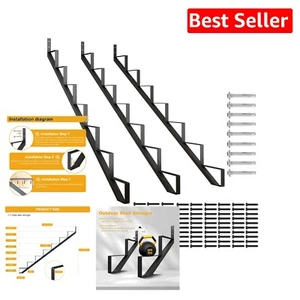 Carbon Steel 7-Step Stair Stringers - Heavy-Duty, Rust-Resistant, Black Finish - Picture 1 of 9