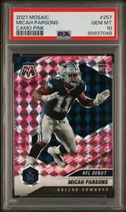 2021 Mosaik Micah Parsons tarnfarben rosa #257 RC PSA 10 EDELSTEINE NEUWERTIG - Bild 1 von 3