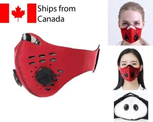 Red Face Mask with Filter Washable Cloth Face Covering neoprene Adult Unisex - Picture 1 of 7