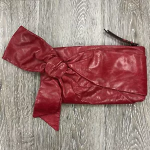 ABRO clutch Hand Bag Bow Hot Pink Pin Up 80’s Valentines Date Night Out Leather - Picture 1 of 8