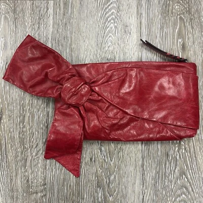 Bolso de Mano ABRO Clutch Lazo Rosa Caliente Pin Up Años 80’s Fecha de San Valentín Noche Fuera Cuero Foto 1 de 4