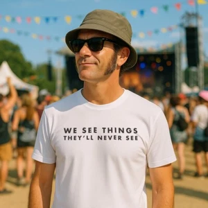 Camiseta We See Things They Never See para hombre mujer concierto de música Oasis Live Forever - Imagen 1 de 7