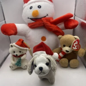Weihnachtsdeko Konvolut / Schneemann / Teddybären und Welpe - Bild 1 von 11