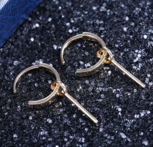 14K Gelbgold plattiert Frau zierliche Creolen Schlüssel Ohrringe für Weihnachtsgeschenk für Sie - Bild 1 von 4