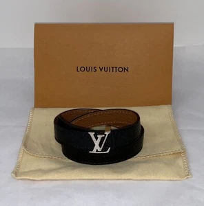 Auténtico brazalete de cuero negro LOUIS VUITTON M6018E ❤️ - Imagen 1 de 3