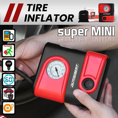 Mini Tire Inflator Car Air Pump Compressor Electric Portable Auto 12V Bike Gauge - Image 1 of 4