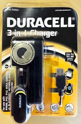 Cargador Duracell 3 en 1 DU8001 Cargador Coche, Pared y USB Mini-USB Micro-USB 30 Pines Foto 1 de 2