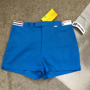 NEW Vintage Rod Laver Polyester Tennis Shorts Blue Mens Waist 36 - PLEASE READ - Picture 1 of 11