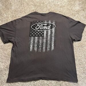 Ford Shirt Men 3XL XXXL Gray Black American Flag Weathered Logo USA Graphic Tee