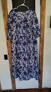 womans only necessities blue floral nightgown house cost lounge wear size 1X - Picture 1 of 4