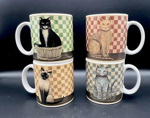 ONEIDA Country Kitties Cats Stoneware Mugs 12oz David Carter Brown Boxed Set~4 - Picture 1 of 24