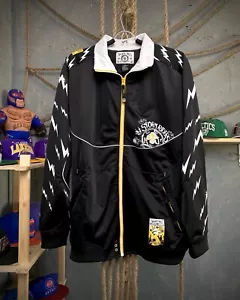 Akademiks Zip Track Jacket Rap Hip-Hop Black Flash Men Size M - Picture 1 of 24
