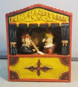 VINTAGE PUNCH AND JUDY DIECAST MECHANICAL BANK 79C - Picture 1 of 8