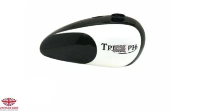 FIT FOR TRIUMPH T140 BLACK & WHITE PAINTED GAS FUEL TANK WITH CAP - Image 1 of 4