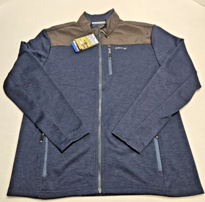 Orvis скрепленный сетки флис полный молнии Куртка Пальто мужской L синий серый новый - Изображение 1 из 4