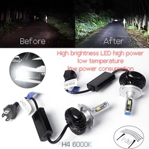 Three Color 6000K White Car LED Front Headlight Headlamp Light Bulbs N2 H4 - Picture 1 of 6