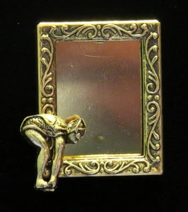 Swimmer Diver Female Photo Frame Pin Brooch 24 Karat Gold Plate - Picture 1 of 4