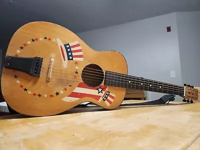 Rare Vintage '40s Harmony USA American Stencil Small Body Parlor Acoustic Guitar - Image 1 of 4