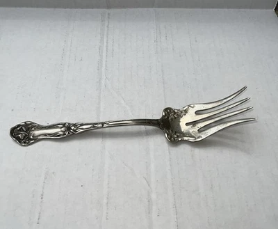 ВИНТАЖНАЯ ПОСЕРЕБРЕННАЯ большая сервировочная вилка Sheffield WBM 8 1/8 дюйма долго нуждается в чистке - Изображение 1 из 4