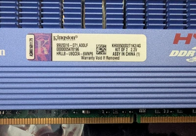 2x 2GB Kingston HyperX KHX8500D2T1K2/4G 4GB DDR2 1066MHz PC2-8500 RAM - Immagine 1 di 3