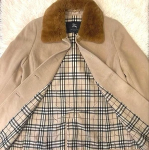 BURBERRY sizeXL London Fur Coat Angora Nova Check Rabbit - Picture 1 of 9