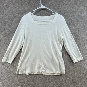 Karen Scott Women's Pullover Size Medium White 3/4 Sleeve Boat Neck - Picture 1 of 10