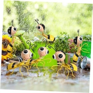 Hicarer 6 Pcs Metal Bee Wall Art Fence Patio Decor Honey Bee Garden Outdoor - Picture 1 of 8