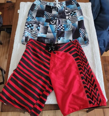Lot Two VTG Boardshorts. Men's 34. Length 21". Red = Split. Blue = Rusty.  - Image 1 of 4