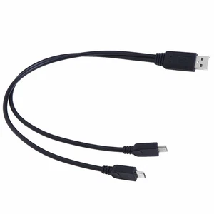 USB 2.0 Male To Male Dual Micro USB Splitter Y Charging Data Cable .xh_Z - Picture 1 of 11