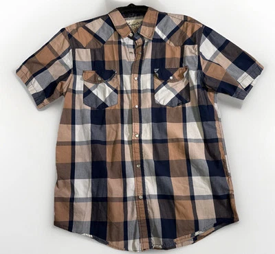 Camisa Coastal Para Hombre Grande Multi Marrón Cuadros Perla A Presión Vaquero Occidental Rodeo Foto 1 de 4