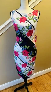 Vince Camuto Dress Women Sz#0 Sheath Cocktail Multi Color Floral New - Picture 1 of 8