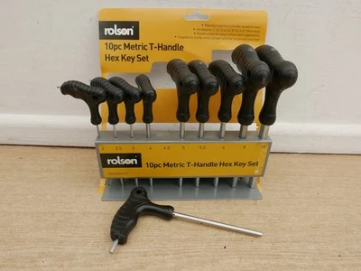 ROLSON 40320 10PCE DOUBLE ENDED T HANDLE METRIC ALLEN KEY SET 2MM TO 10MM - Image 1 of 2