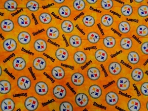 PITTSBURGH STEELERS NFL FABRIC  100% COTTONFLANNEL NEW DESIGN  1 REMNANT PIECE - Picture 1 of 5
