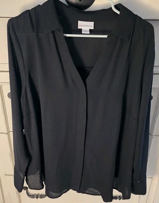Women's Liz Claiborne Black Sheer Blouse Size (Plus 1x) - Image 1 of 4