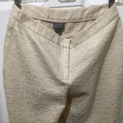 Pantalones de mujer Sigrid Olsen marfil jacquard brocado ~2~usados en excelente estado Foto 1 de 4