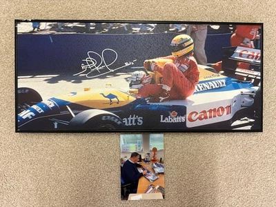 Nigel Mansell Williams Hand Signed Framed Canvas Taxi Senna: 22 x 10 inch NEW - Image 1 of 4