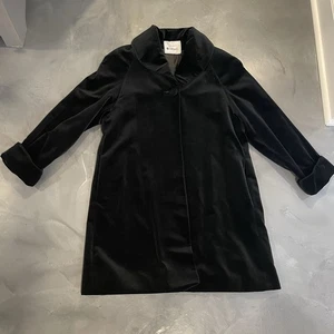 Abrigo de ópera de terciopelo negro vintage con bolsillos de un botón forrado talla M para mujer LEER - Imagen 1 de 8