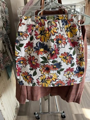 Vintage 90s Esprit De Corp Floral Bright Colored Printed Denim Mini Skirt 7/8 - Image 1 of 4