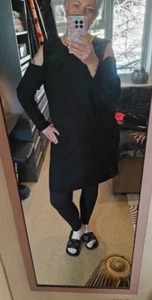 😍😍😍 River Island size 18 _Long Sleeve Cold Shoulder Ruffled Dress Black - Picture 1 of 9