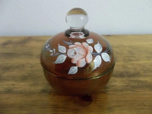 ROSE HANDPAINTED RED JAR WITH LID 1977 - Picture 1 of 3