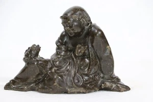 Antigua estatua de cerámica hecha a mano de colección para dama con mascota, coleccionable - Imagen 1 de 6
