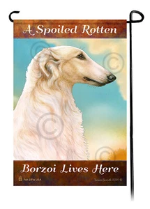 A Spoiled Rotten (Lemon and White) Borzoi Lives Here - Picture 1 of 1
