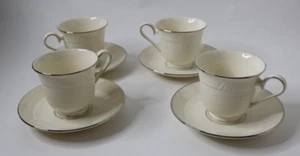 4 Lenox Sand Dune Platinum Cup & Saucer Sets USA Ivory - Picture 1 of 8
