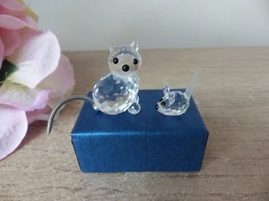 Figurine Couple Chat et Souris Miniatures Cristal Swarovski, mini chat cristal - Foto 1 di 10
